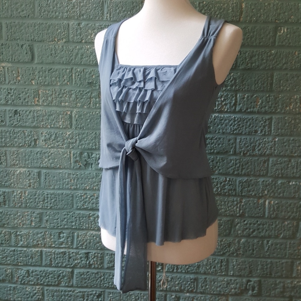 Anthropologie Gorgeous Lavender/Blue Mesh Top